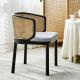 Hotel Restaurant Upholstered Wooden Chair Rattan Back 55*53*77