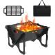 18 20 Outdoor Wood Burning with Grill Pan 2 in 1 Metal Portable Firepit with BBQ Tray Foldable Log Stove Fireplace