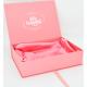 Pink Wig Packaging 9x5x5 Inches Cardboard Gift Boxes Satin Ribbon
