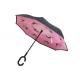 Pink Small Reverse Inverted Umbrella Rubber Handle Unicon Printed For Kids