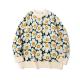 Floral Printing Bespoke Sweaters Round Collar Cotton Polyester Blend Sweaters