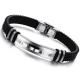 Tagor Stainless Steel Jewelry Super Fashion Silicone Leather Bracelet Bangle TYSR103