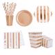Pink Disposable Party Supplies Striped Assorted Designs Home Decoration Tableware