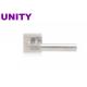 Interior door handle set with square rose for commercial interior door use