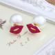 Sexy lips pearl earrings small jewelry