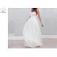 Sling Backless A Line Bridal Gowns Off White Deep V Neck Tulle Sweep Train