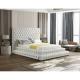 European Designs Frame Luxurious Latest Space Saving Bedroom Furniture King Size Modern Queen Double Cream velvet Tatami