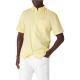 Linen Cotton Mens Breathable Button Up Shirts Light Yellow Short Sleeve Shirt