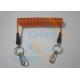 Bright Orange Plastic Cable Core Safety Spring Tool Leash W/Stainless Steel Rings&Carabiners