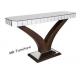 Victor Style Mirrored Console Table For Living Room Black Wooden Base