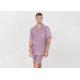 Cool Mens Button Up Pyjamas Woven Cotton Yarn Dyed Check Short Sleeve Shirt
