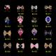 Nail Art Tips Stickers Deco Bow Knot Alloy Jewelry Gold Color Rhinestone ML1008-1023