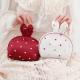 Luxury Half Moon Rabbit Shape Satin Red MakeUp Bag For Ladies