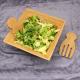 Bamboo Salad Bowl Set with Serving Hands, includes large square bowl and matching salad servers