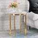 Sleek Sofa Side Table Marble Stainless Edge Contemporary End Tables