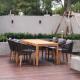 Rattan Color Dining Table And Chair Set Outdoor Garden Courtyard