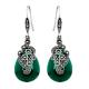 Retro Jewelry Thai 925 Silver with Marcasite Green Agate Earrings(LR1036GREEN)