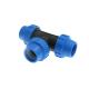 Blue Color Irrigation Tubing Connectors Tee Compression Tube Fittings