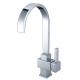 Contemporary Solid Brass Kitchen Sink Water Faucet with Square Single Handle