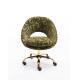 Green Swivel D18.90”Living Room Office Chair With Golden Feet  Base