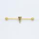 38mm Cool Industrial Piercing Jewelry Gold Colorful Crystal Gems Pyramid