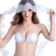 F1013 White lace strapless embroidery invisible stick on bra for wedding