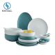 Savall White Blue Ceramic Dinner Set Round Oval Porcelain Table Set