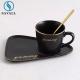 14*20*8cm Savall Black Porcelain Cup And Saucer Set Cafes Coffee Shops