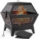 Outdoor 24.4'' Wood Burning Brazier Burning Fire Pit Heavy Duty Grille Black