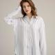 Linen Breeze Women'S Stripes Blouse with Spread Collar