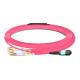 10m (33ft) MPO Female to 4 LC UPC Duplex OM4 50/125 Multimode Fiber Breakout Cable, 8 Fibers Type B, Elite, LSZH, Aqua/V