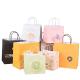Customized Logo Reusable Folding Shopping Kraft Paper Bag with and Hand Length Handle