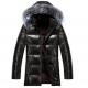Cool Winters Hooded Anorak Jacket With Fur Hood , Mens Padded Leather Jacket