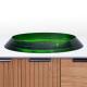 Semi - Embedded Oval Glazed Glass Vessel Basins Green Glass Bowl Sink