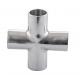Round Head Code Equal Sanitary Stainless Steel 304 316L Welded 4 Way Cross Pipe Fittings