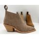 brown soft cow suede leather Womens Dress ankle Boots，abs heel with TPR non-slip outsole