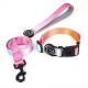 Polyester cute dog leash and collar set Anti Break Metal Buckle Lable With Handle