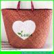 LUDA classical heart painted shopping bag seagrass straw beach bag