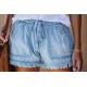 Light Wash Short Pants Cotton Women'S Denim Shorts With Fray Hem