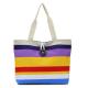 Casual Custom Canvas Bags , Striped Shopper Tote Bags With Button Closure