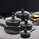 Hot Sale 10 Pcs Aluminum Cooking Pot Set Custom Pots And Pans Cookware Black Nonstick Cookware Sets With Glass Lid