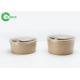 Food Grade Disposable Kraft Paper 50oz Round Salad Bowls With PP Flat White Lid