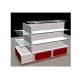 White Gondola Shop Shelving With 2mm Thickness Glass Shelf , Recyclable Liquor Store Shelving
