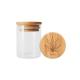 Wood Suction Lid Borosilicate Glass Jar 1-18oz Wide Mouth Hemp Flower Jar