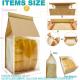 Large Bread Bags, 13.7 X 8.2 X 3.5 Inches Kraft Paper Bakery Bags With Windows Tin Tie Tab Lock Large Bread Bags