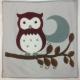Embroidery cushion cover with owl design.