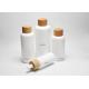 Jade White 40, 100, 120ml Boston Round Opal Glass Bottles With Wooden-Plastic Clousures, Glass Primary Medical Packaging