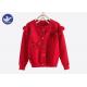 Sweet Butterfly Ribbon Girls Red Cardigan Sweater , Girls Knitted Cardigan Crew Neck