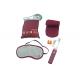 Customized Dark Red Train / Airline Amenity Kits Polyester Pouch With String