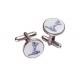 Zinc Alloy, Aluminum, Stainless Steel Cufflink With Synthetic Enamel, Offset Printing And Nickel Plating